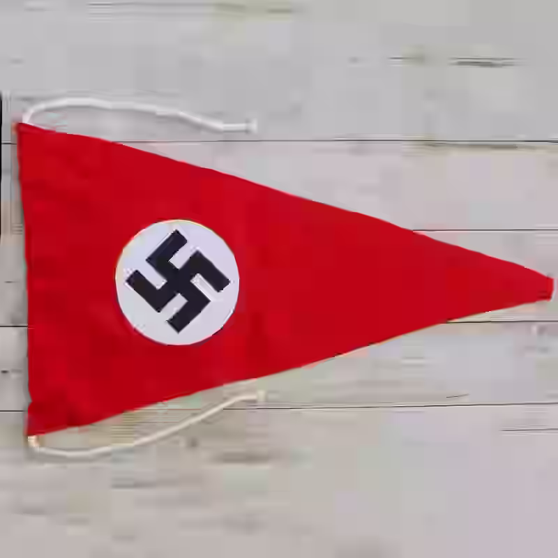 NSDAP Flag Pennant (30x19cm) NSDAP Flag Pennant (30x19cm) – Premium Replica, made of Swastika embroidered on red wool background