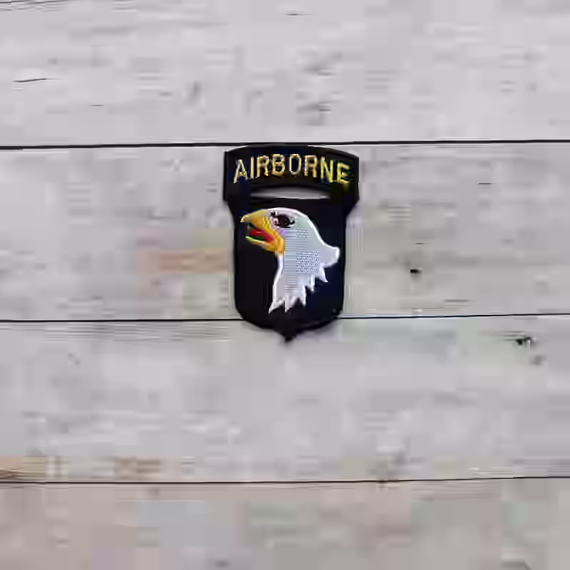 101st Airborne Division Badge 101st Airborne Division Badge – Premium Replica, made of Eagle emblem on black wool background