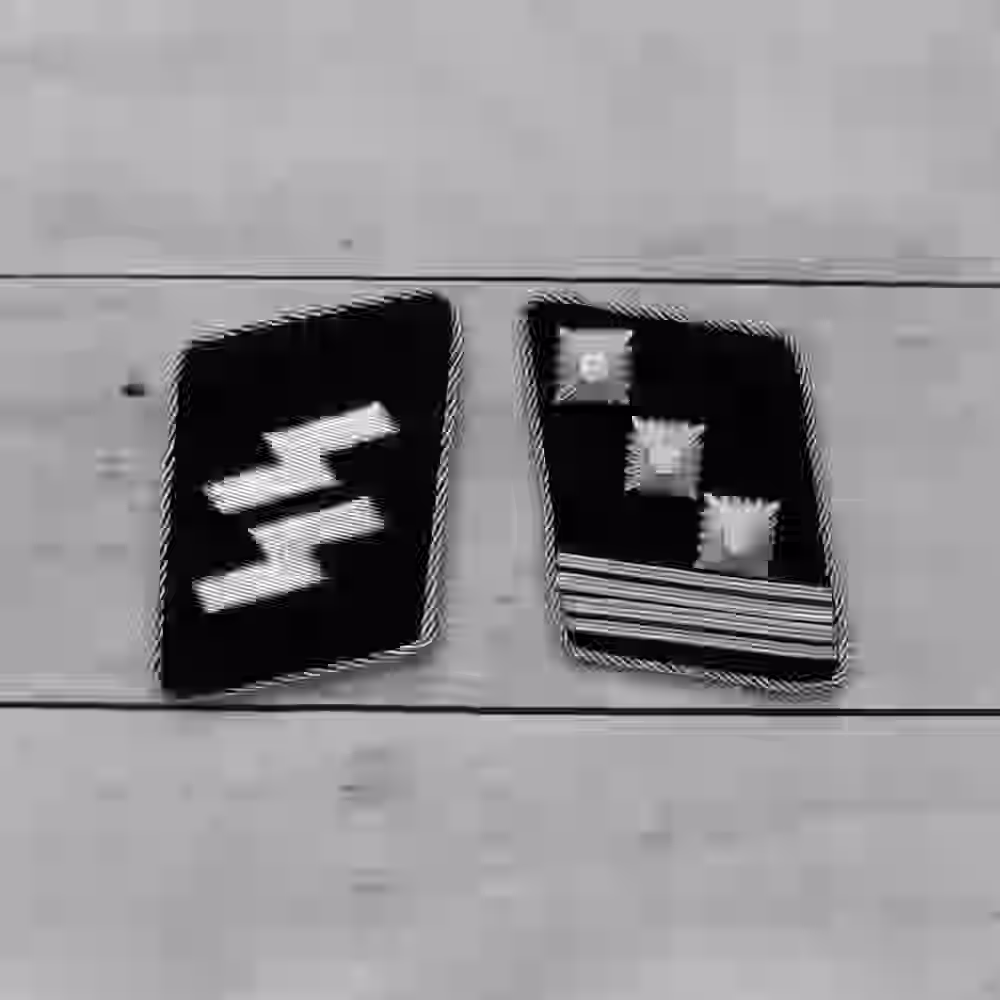 SS Hauptsturmführer Collar Tabs SS Hauptsturmführer Collar Tabs – Premium Replica, made of Three metallic silver stars, two lines of aluminum litzen, and silver piping on black wool background