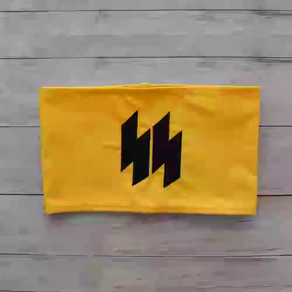 Waffen SS Military Armband Waffen SS Military Armband – Premium Replica, made of Machine-embroidered black lettering on yellow wool background